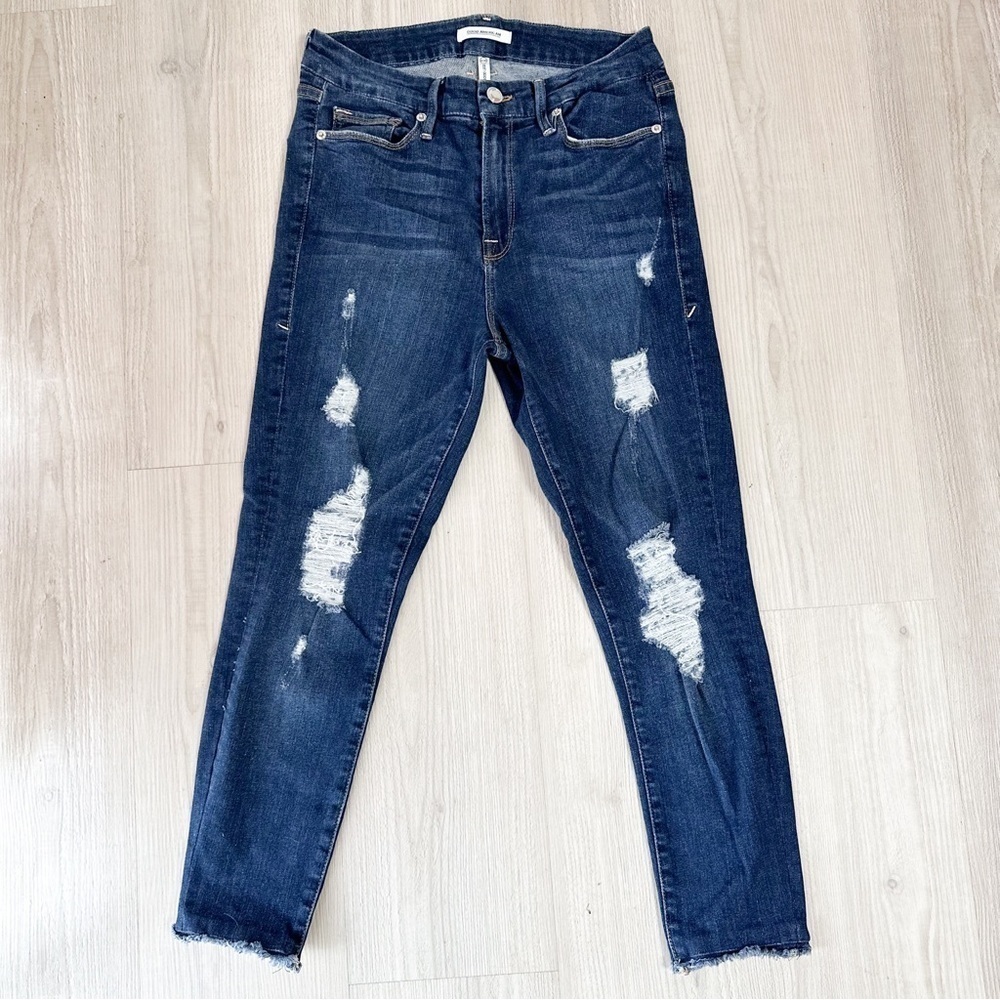 Good american good legs raw edges stretch jeans - Picture 3 of 9